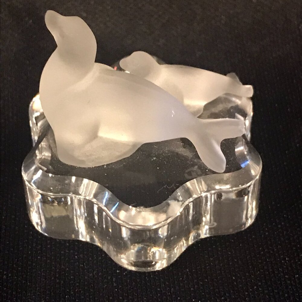 ebeling and reuss swarovski crystal seal and pup figurine